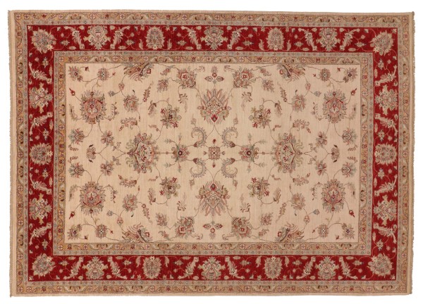 Chobi Ziegler Teppich 250x350 Handgeknüpft Beige Blumenmuster Orientalisch UNIKAT