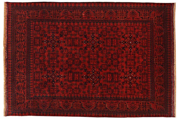 Afghan Khal Mohammadi Rug 100x150 Hand Knotted Brown Geometric Orient Short Pile