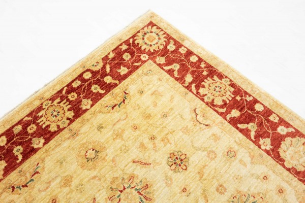 Afghan Chobi Ziegler 150x200 Handgeknüpft Teppich Beige Blumenmuster Kurzflor