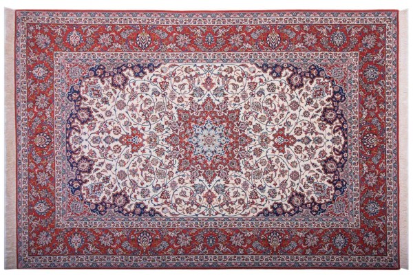 Persian Isfahan carpet 200x300 hand-knotted multicolored Oriental Orient short pile
