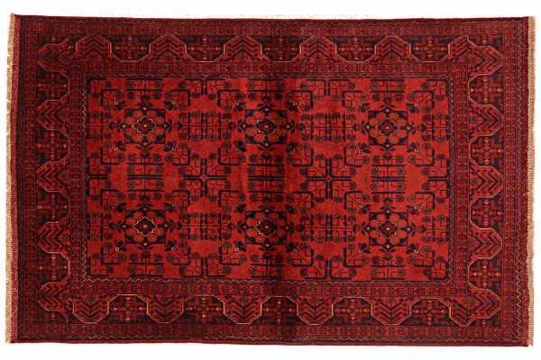 Afghan Khal Mohammadi Teppich 130x200 Handgeknüpft Braun Geometrisch Orient Kurzflor