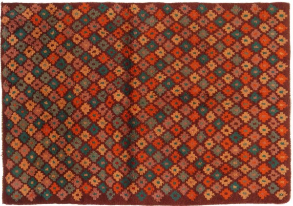 Gabbeh Teppich 110x160 Handgeknüpft Braun Durchgemustert Orientalisch UNIKAT Kurzflor