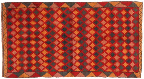 Gabbeh carpet 110x200 hand-knotted red stripes oriental UNIKAT short pile