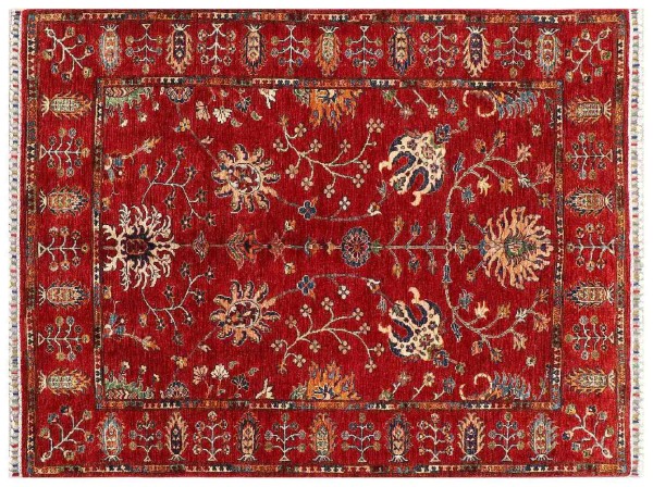 Afghan Ziegler Khorjin Ariana Rug 150x200 Hand Knotted Red Floral Orient Short Pile