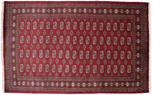 Pakistan Buchara 150x240 Handgeknüpft Teppich Rot Geometrisch Muster Kurzflor