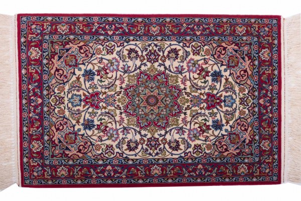 Persian Isfahan carpet 60x120 hand-knotted multicolored Oriental Orient short pile