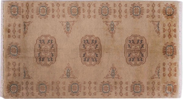 Pakistan Bukhara 3ply Rug 50x80 Hand Knotted Beige Geometric Orient Short Pile
