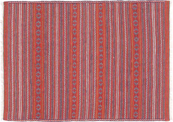 Afghan Kelim Soumakh Ghalmuri Teppich 100x140 Handgewebt Orange Geometrisch Handarbeit