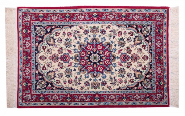 Perser Isfahan 70x110 Handgeknüpft Teppich Mehrfarbig Orientalisch Kurzflor