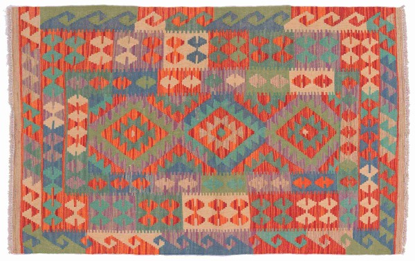 Afghan Maimana Kilim Rug 90x160 Handwoven Colorful Geometric Handwork Woven