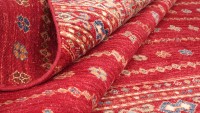 Preview: Afghan Ziegler Khorjin Teppich 150x190 Handgeknüpft Rot Gestreift Orient Kurzflor Preview: Afghan Ziegler Khorjin Teppich 150x190 Handgeknüpft Rot Gestreift Orient Kurzflor