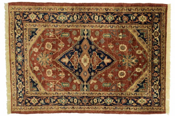 Afghan Chobi Ziegler 120x170 Handgeknüpft Teppich Rot Orientalisch Kurzflor