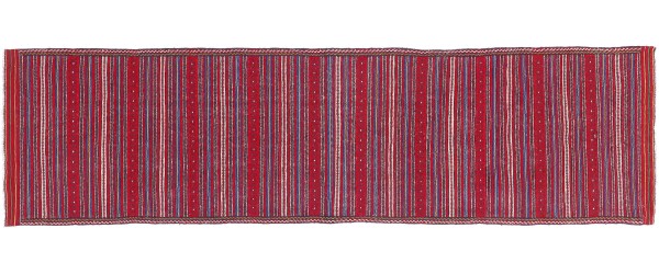 Afghan Kelim Soumakh Ghalmuri Teppich 80x300 Handgewebt Läufer Rot Streifen Handarbeit