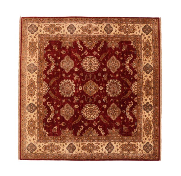 Chobi Ziegler carpet 200x300 hand-knotted red floral oriental UNIKAT short pile
