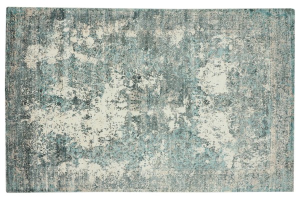 Handloom Vintage 170x240 250x300 250x350 Handgewebt Teppich Blau Abstrakt Handarbeit