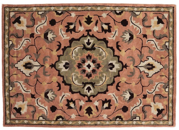 Teppich aus Wolle 160x230 Rosa Medaillon Handarbeit Handtuft Modern