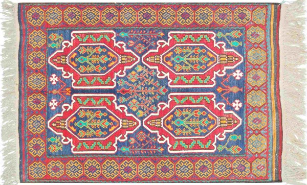 Afghan Taimani Kelim Teppich 120x170 Handgewebt Blau Geometrisch Handarbeit Gewebt