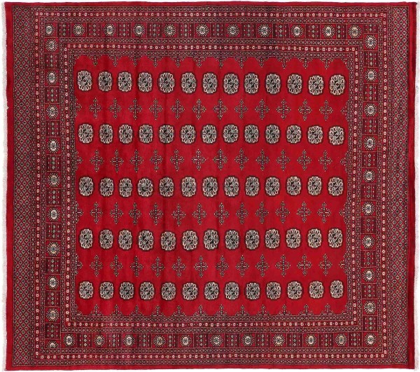 Pakistan Bukhara Rug 240x270 Hand Knotted Square Red Geometric Orient