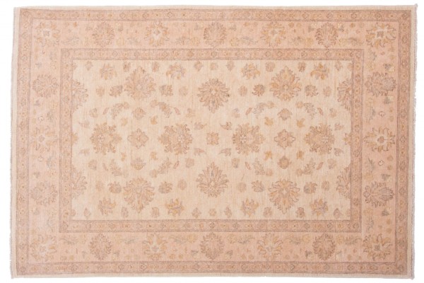 Afghan Chobi Ziegler 120x180 Handgeknüpft Teppich Beige Orientalisch Kurzflor