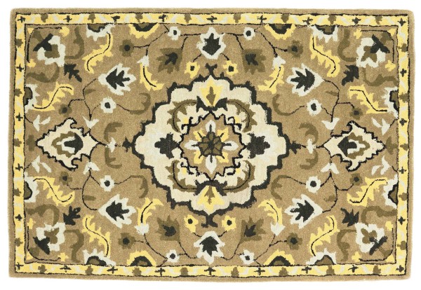 Wool carpet 120x180 brown medallion handmade handtuft modern
