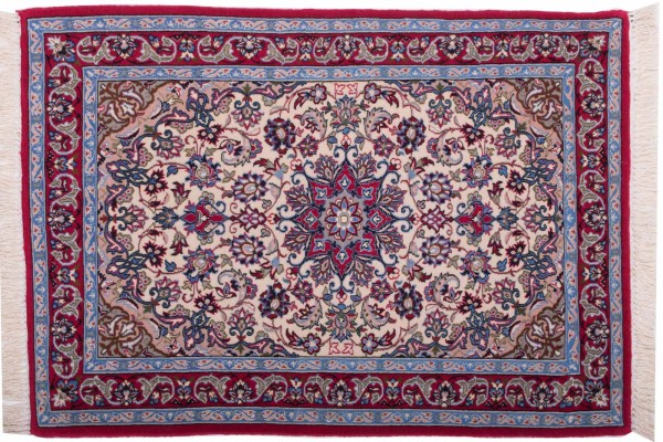 Persian Isfahan carpet 60x90 hand-knotted multicolored oriental Orient short pile