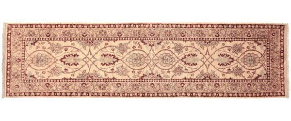 Afghan Chobi Ziegler 90x300 Handgeknüpft Teppich Läufer Beige Orientalisch