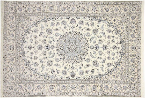 Persian carpet Nain 9LA 250x350 Hand-knotted White Floral Oriental UNIKAT short pile