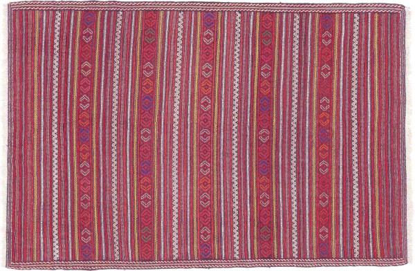 Afghan Kilim Soumakh Ghalmuri Rug 100x150 Handwoven Red Geometric Handmade
