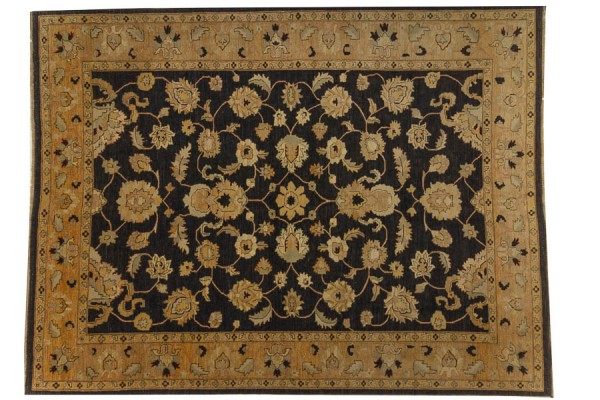 Afghan Chobi Ziegler carpet 300x400 hand-knotted black oriental Orient short pile