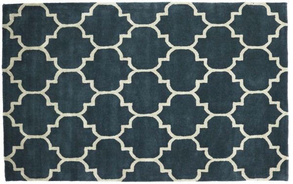 Wollteppich Marokkanisches Muster 160x230 Blau Ornamente Handarbeit Handtuft Modern