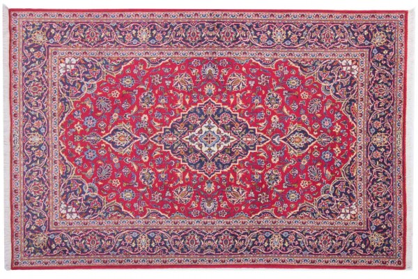 Persian Keshan old carpet 140x200 hand-knotted red oriental Orient short pile
