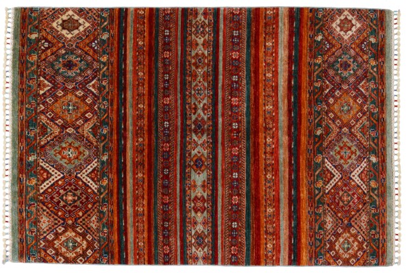 Ziegler Khorjin carpet 120x180 hand-knotted colorful striped oriental UNIKAT
