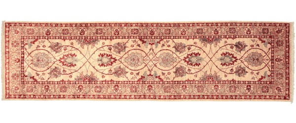 Afghan Chobi Ziegler 90x300 Handgeknüpft Teppich Läufer Beige Orientalisch