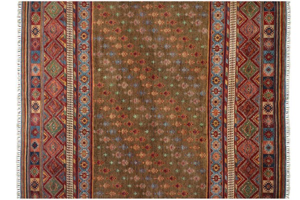 Afghan Ziegler Khorjin Teppich 250x300 Handgeknüpft Quadratisch Bunt Streifen Orient