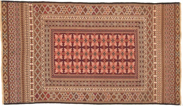 Afghan Mushwani Kelim 110x200 Handgewebt Teppich Mehrfarbig Geometrisch Muster