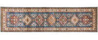 Preview: Afghan Kazak Fein 80x300 Handgeknüpft Orientteppich Läufer Blau Geometrisch Preview: Afghan Kazak Fein 80x300 Handgeknüpft Orientteppich Läufer Blau Geometrisch