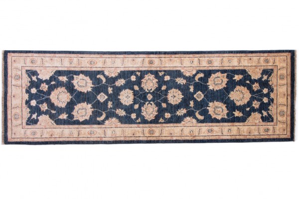 Afghan Chobi Ziegler 80x250 Handgeknüpft Teppich Läufer Beige Blumenmuster