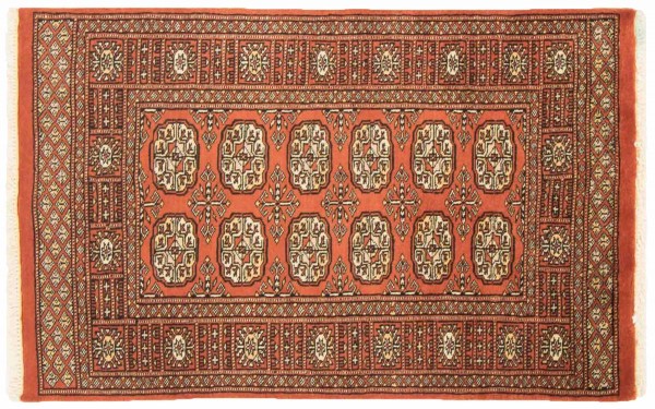 Pakistan Silk Touch Rug 60x120 Hand Knotted Orange Oriental Orient Short Pile