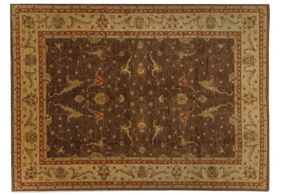 Afghan Chobi Ziegler Rug 300x400 Hand-Knotted Brown Oriental Orient Short Pile