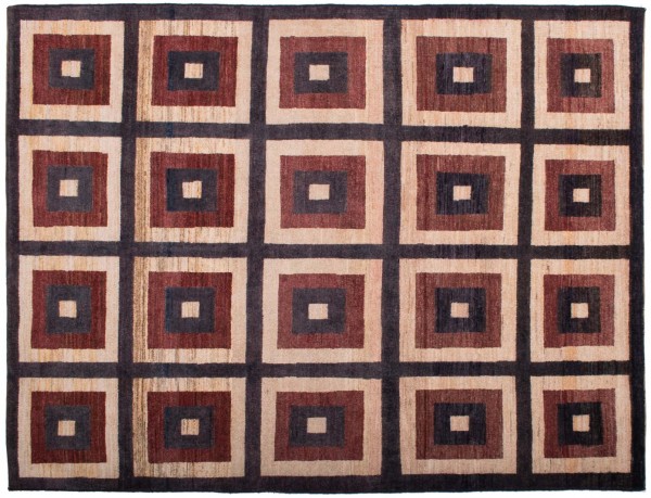 Afghan Modern Chobi Ziegler Rug 150x200 Hand Knotted Brown Geometric Pattern