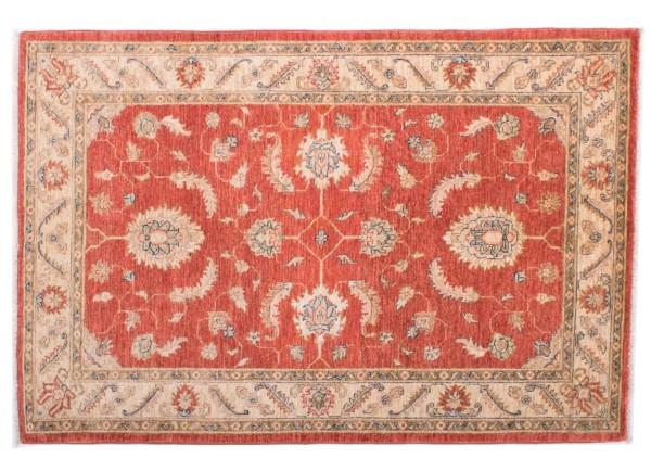 Afghan Chobi Ziegler Fein 100x150 Handgeknüpft Teppich Rot Blumenmuster