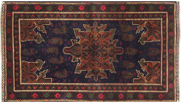 Afghan Gebetsteppich Belutsch Teppich 90x150 Handgeknüpft Grau Geometrisch Orient
