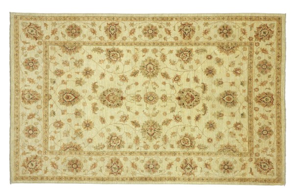 Afghan Chobi Ziegler Rug 170x240 Hand Knotted Beige Floral Orient Short Pile