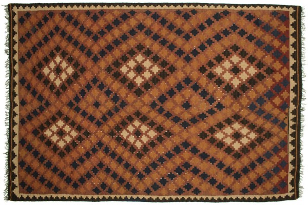 Afghan Maimana Kelim 160x230 Handgewebt Teppich Orange Orientalisch Handarbeit