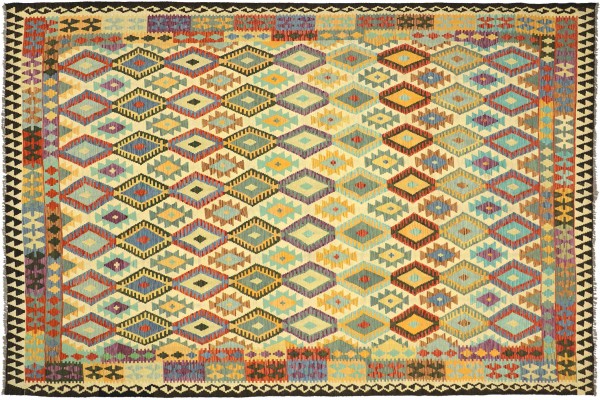 Afghan Maimana Kilim Rug 250x350 Handwoven Colorful Geometric Handwork Woven