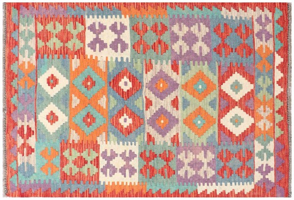 Afghan Maimana Kilim Rug 120x170 Handwoven Colorful Geometric Handwork Woven