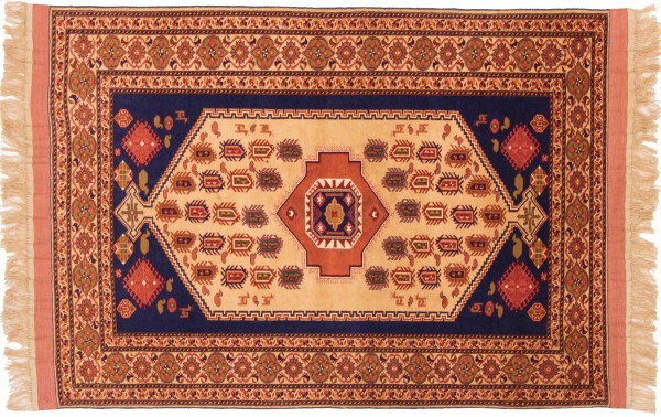 Afghan Mauri Kabul 110x160 Handgeknüpft Teppich Rot Geometrisch Muster Kurzflor