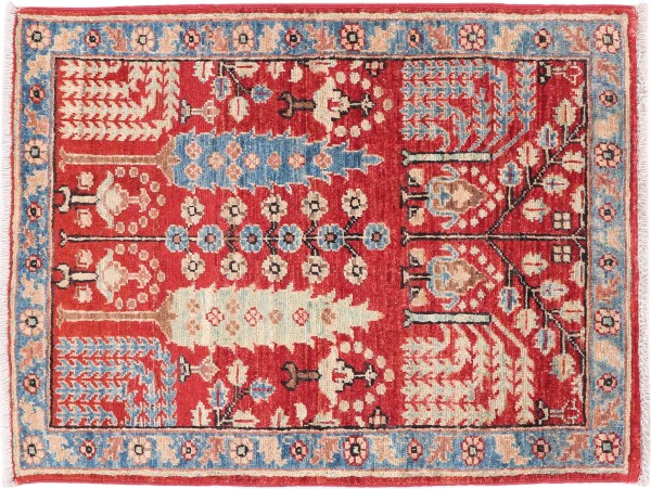 Afghan Ziegler Ariana BÃ¤ume Rug 60x90 Hand Knotted Red Floral Orient Short Pile