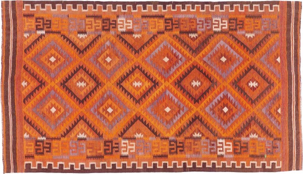 Afghan Kelim Soumakh Ghalmuri Teppich 180x320 Handgewebt Orange Geometrisch Handarbeit