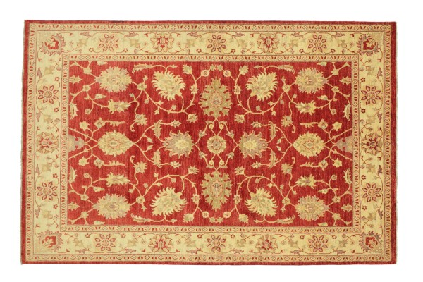 Afghan Chobi Ziegler Rug 170x240 Hand Knotted Red Floral Orient Short Pile Living Room